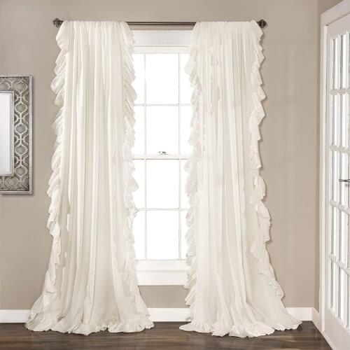 Ins White Ruffle Princess Curtains for Living Room Bedroom Window Curtain Pleated Short Nursery Curtain Backdrop