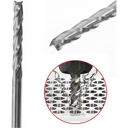 1pc 1/8" Straight Shank End Mill Silver 3 Flute CNC Milling Cutter Router Spiral Engraving Drill Bit