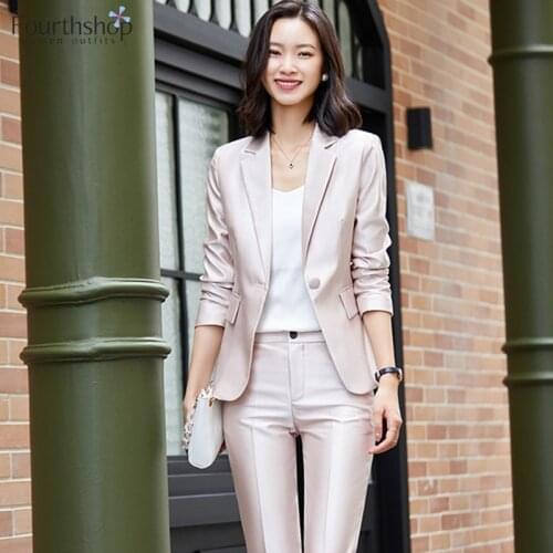 2021 New Women Two Piece Sets Office Lady Formal Pant Suits Female Autumn Winter Business Blazer Set Fashion Pantsuits Plus Size