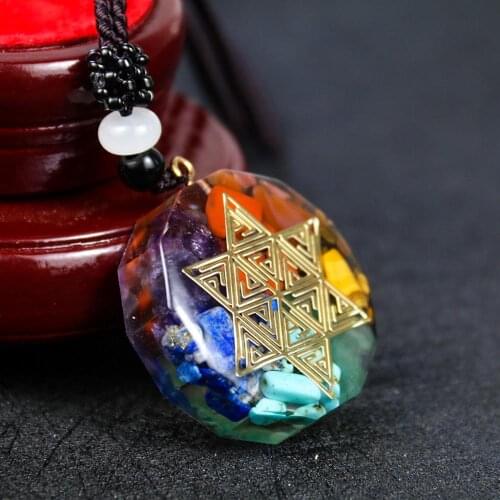 Metatron Cube Orgonite Necklace Sacred Geometry Resin Pendant Flower of Life Cosmic Energy Center Sign Pendant Necklace Magic