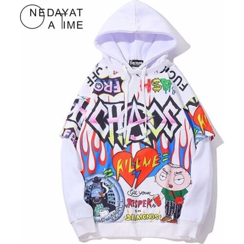 Hip Hop Graffiti Hoodie Men Fleece Pullover Harajuku 2019 Autumn Winter Fashion Casual Purple Streetwear Sweatshirt Male Hoodies