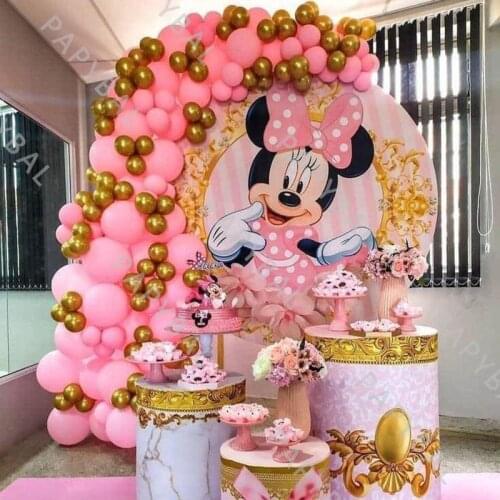 137Pcs Disney Pink Minnie Party Balloon Set Garland Arch Kit Balloons Baby Shower Kids Birthday Party Decor Globos Supplies