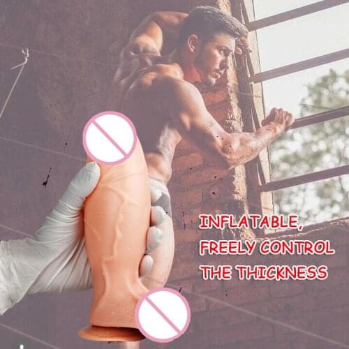 Inflatable Dilatant Realistic Dildo With Suction Cup Can Be Inflated Gross Adult Sex Toys Anal Plug Hands-free Masturbation 40