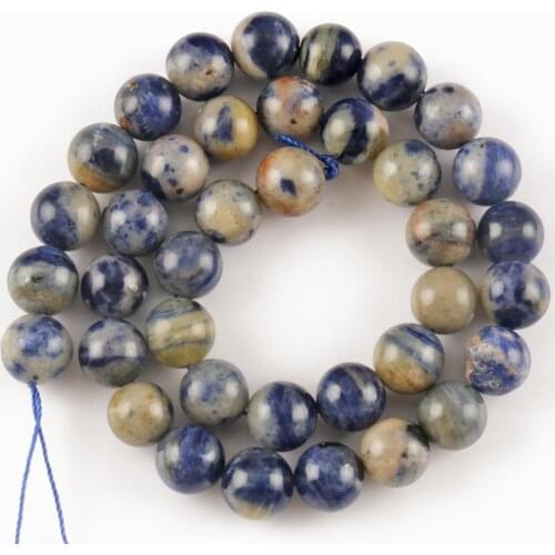 Natural Stone Brazil Old Blue Sodalite Jaspers Beads For Jewelry Making Loose Spacer Bead Diy Bracelet Necklace 15" 6 8 10 12mm