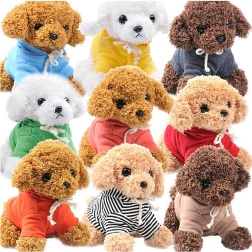 2019 20cm New Teddy 8 Colors Tiny Puppy Simulation Little Dog with Shirt Clothes Stuffed Plush Toy Doll Genuine Lifelike Baby