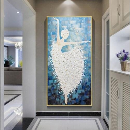 Knife Abstract Canvas Oil Painting White Hand Painted Wall Art Home Decoration Room Decor Dancer Texture