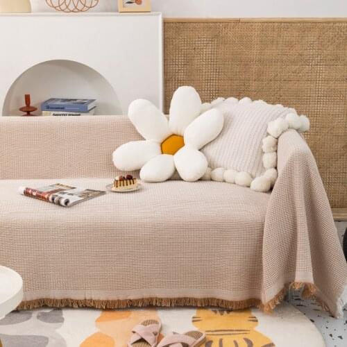 Nordic Sofa Blanket Crochet Couch Cover with Tassel Soft Cozy Sofa Towel Warm Air Conditioning Blankets Picnic Mats Home Decor