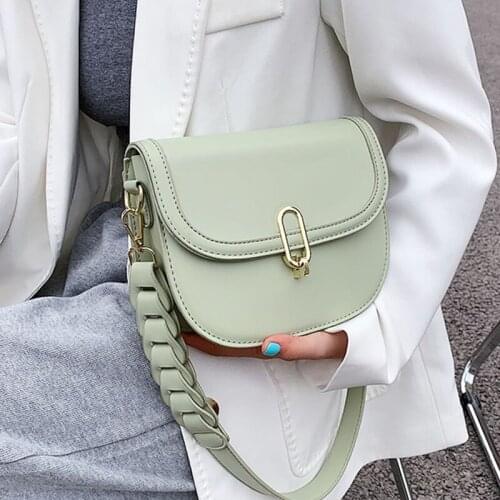 Pleated Belt Saddle Bag Pu Leather Crossbody Bag for Women 2021 Fashion Sac A Main Female Shoulder Bag Female Handbag and Purses
