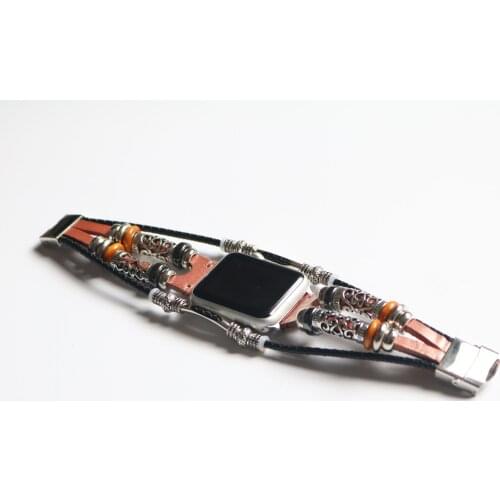 Genuine Leather Retro For Apple watch series 6 5 Band Double Circle 38mm 42mm 40mm 44mm Strap For iwatch 4/3/2/1 Watchband Brown