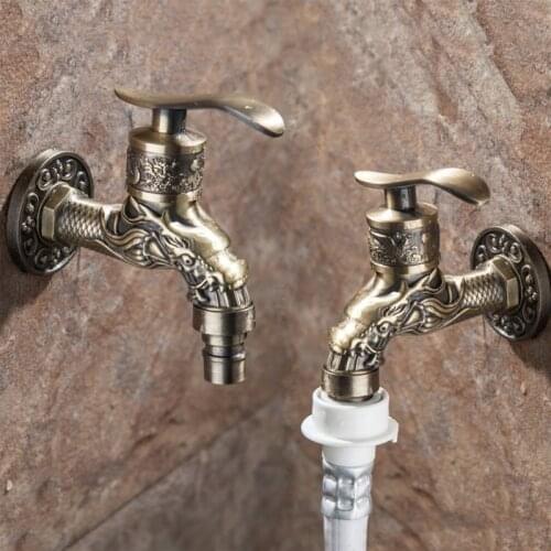 Carved Wall Bottle Tap Bibcock Zinc Alloy Retro Tap Decorative Outdoor Garden Faucet Washing Machine Mop Tap Torneira De Parede