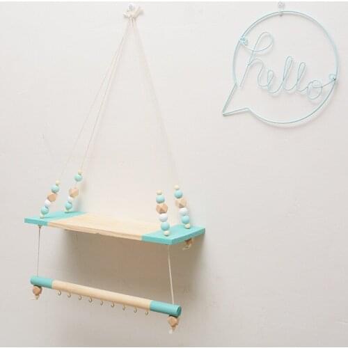 Nordic Wooden Decorative Shelves Hanging Clothes Rack Baby Room Wooden Wall Storage Shelves Kids Room Wall Decor Photo Props