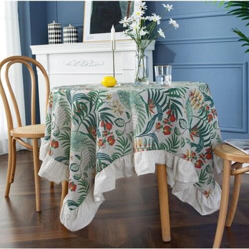 Nordic Round Rectangle Table Cloth Ruffle Design Table Desktop Cover High Quality Simple Modern Solid Color for Dining Table