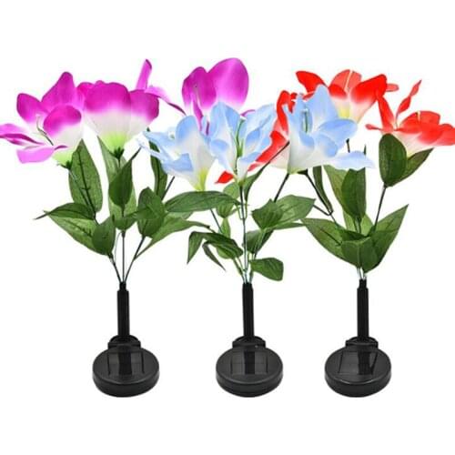 Solar Orchid Light LED Color Gradient Decorative Lawn Insert Garden Lantern Fiber Optic Solar Lights street lamp Garden Glowing