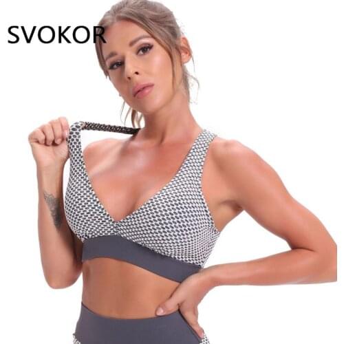SVOKOR Wireless Bras for Women Gym Crop Tank Tops Push Up Bralette Female Active Clothing Cross Back High Support Polyester
