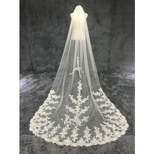 Wedding veil,Bridal veil,Cathedral bride veil,Lace veil,1tier veil,Lace wedding veil ivory veil,White veil,veil Comb