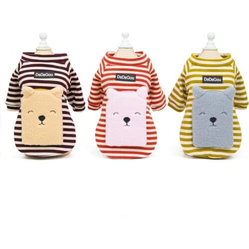 Dog Cat Hoodie Sweater Striped Cartoon Pet Puppy Coat Shirt T-shit Autumn/Winter Clothing Apperal