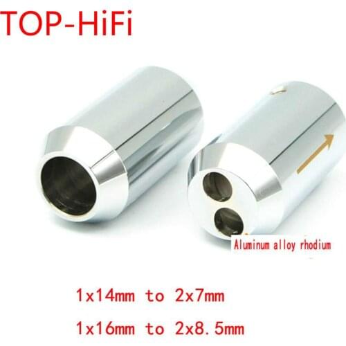 TOP-HiFi 4pcs Aluminium Alloy Rhodium 1 to 2 Pant Boot Y Splitter Speaker Audio Power Cable Wire Adapter Plug 16mm 14mm
