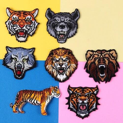 High-quality Animal Tiger Wolf wild boar patches of T-shirt coat, lion Embroidered Badge accessories, DIY Clothing Accessories