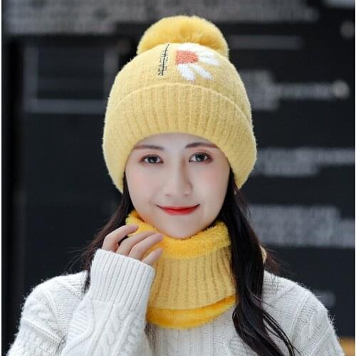 Womens hat plus velvet thick warm woolen cap hood cap bib knitted cold hat ski riding cap mountaineering fashion hats snapback