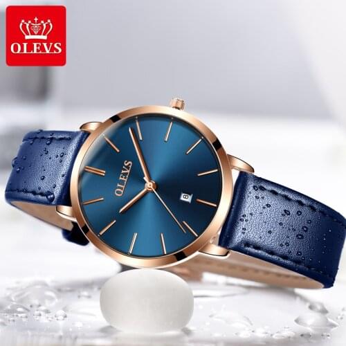 OLEVS ladies watch casual fashion leather ladies watch luxury quartz ladies watch brand ultra-thin clock boutique gift