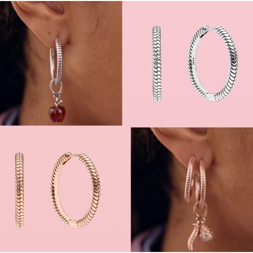 Hot Sale 925 Sterling Silver Earrings Fit Original Pandora Earrings Hoop Earrings boucle oreille femme Fine Jewelry Joyas