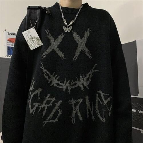 Womens sweaters oversize long sleeve knitting loose korean fashion Goth Balck y2k Tops korean fashion pullover gothic clothes