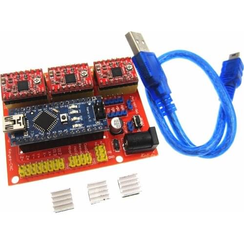 1SET 3DV4 CNC Shield V4 + Nano 3.0 + 3pcs A4988 Reprap Stepper Drivers Set