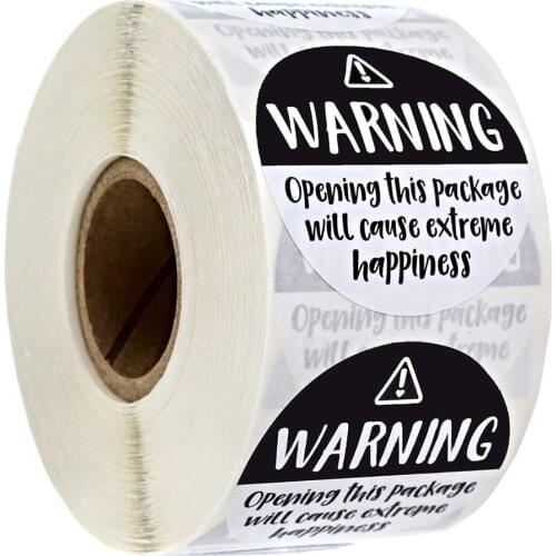 100-500pcs 1.5inch Black and White Warning Stickers Extreme Happiness Labels Small Business Labels For Scrapbooking Decoration