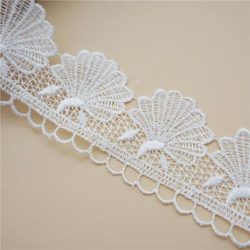 14 yards 4.5 cm Ivory Embroidered Flower Applique Lace Trims Cotton Costume Dress Trimmings Sewing Lace Fabric