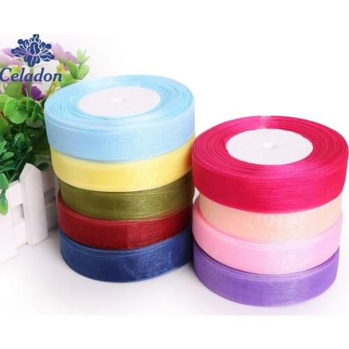 20mm 50 Yards/lot Organza Ribbon Apparel Sewing Fabric DIY Gift Packaging Wedding Decoration Tapes Ribbon Party Supplies