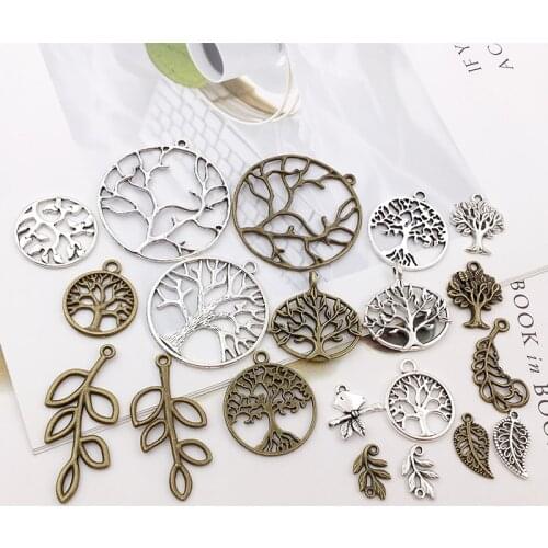 20Pcs Tree Leaf Charms Pendants DIY Jewelry Making Alloy Findings Accessory For Necklaces Earrings