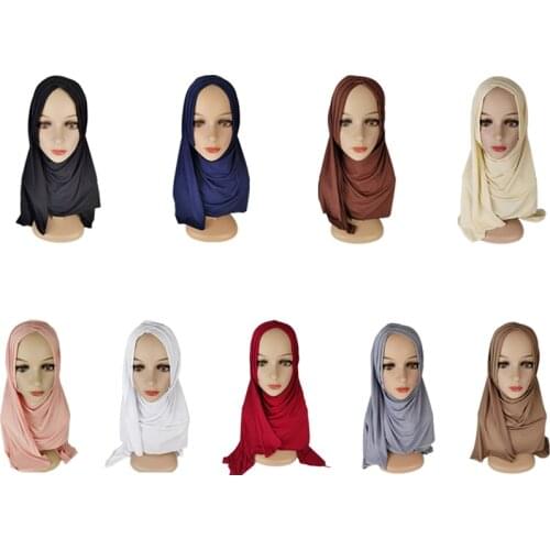2021 New Jersey Hijab Women Shawl Scarves Hijab Muslim Instant Hijab Fashion Islamic Inner Cap Bonnet Plain Headscarf Headwrap