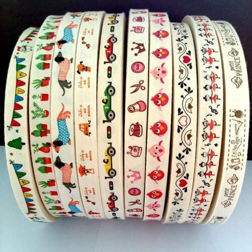 30Yards 15mm Multi Design "Handmade" Printed Cotton Lace Ribbon Sewing Fabric Sewing Decoration Gift Wrapping Christmas Ribbon