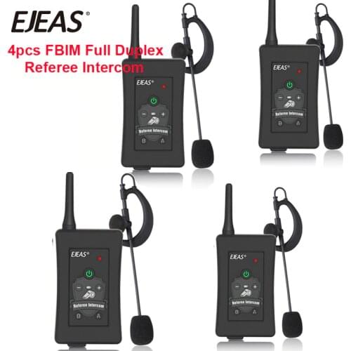 4pcs 2019 Latest EJEAS Brand Football Referee Intercom Headset FBIM 1200M Full Duplex Bluetooth Motorcycle Interphone Wireless