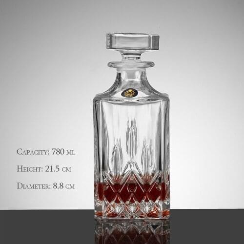 780ml Luxury Lead-Free Glass Square Wine Decanter Whiskey Liquor Bottle Jug Alcohol Decanter Container
