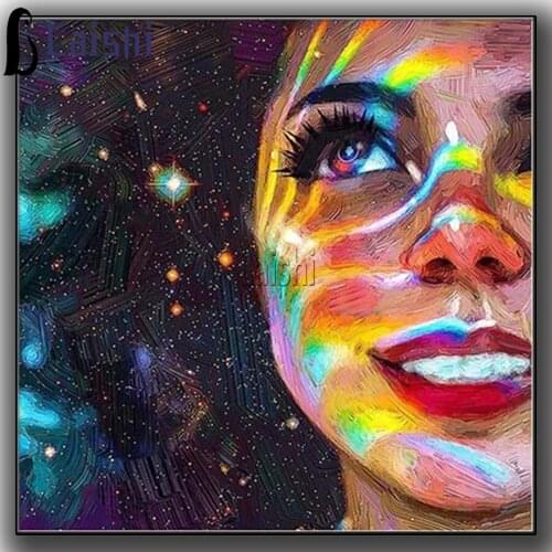 DIY Diamond Painting Cross Stitch Color Graffiti Girl Embroidery Mosaic Handmade Full Square Round Drill Wall Decor Craft Gift