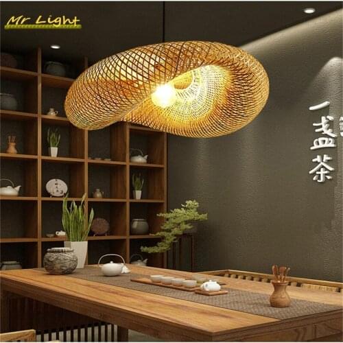 Bamboo Pendant Lights Lighting Nordic Retro Restaurant Dinning Room Hanging Lamps Hotel LED Pendant Lamp Kitchen Light Fixtures