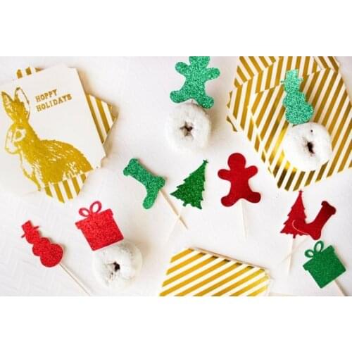 Glitter Chrimstmas snowman cupcake toppers New Year Anniversary engagement party decoration doughnut picks