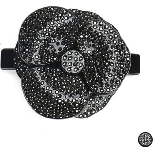 Black Hair Barrettes Clip for Women Lady Fancy Camellia Flower Hair Accessories Ornament for Thick Hair Braids Wear Everyday