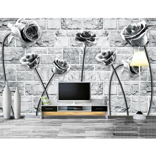 Custom 3D large mural,Black and white noble romantic rose modern wallpaper,living room sofa TV wall bedroom papel de parede
