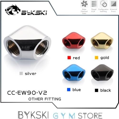 Bykski Angled Fitting, 90 Degree Elbow F-F G1/4 Thread, Water Cooling Connector 5 Colors, CC-EW90-V2