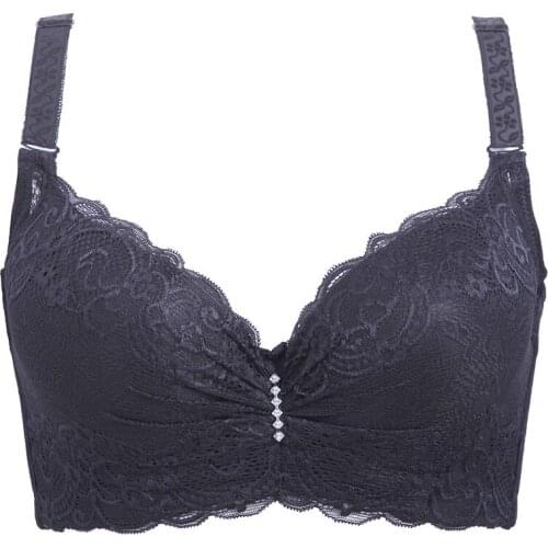 Plus Size Push Up Bra Women Sexy Lingerie Brassiere Lace Underwired Bras for Big Breast C D E Cup Big Size 36-46