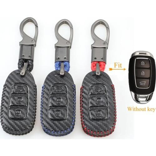 Kutery 3 Butttons Leather Car Remote Key Case For Hyundai i30 Ix35 KONA Encino Solaris Accent Santa Fe Palisade 2017 2018