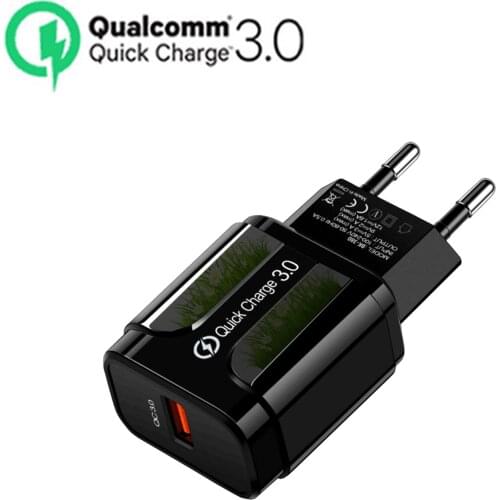 European Union American standard QC3.0 5V/3A single port mobile phone fast charger, black and white colors, safe and durable