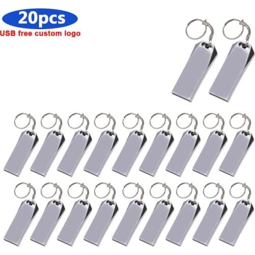 Flash usb flash drive 128gb 64g 8gb 4gb pendrive 32gb usb2.0 metal Silver Keychain USB 16GB usb wholesale 20pcs free custom logo