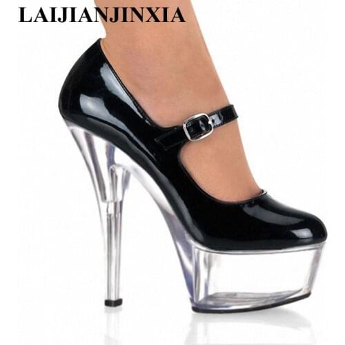 LAIJIANJINXIA 15cm Spring Sexy Black High Heels Night Club Party Queen Dance Shoes Platform Pumps Women Dress Dance Pumps Shoes
