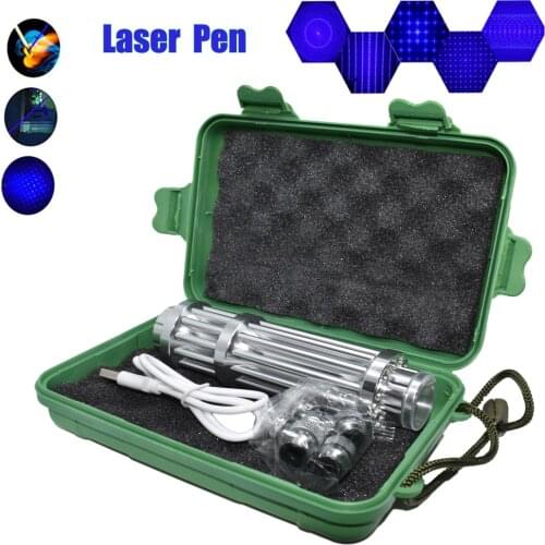 High Quality USB Blue Laser Pointers 450nm USB Charging Green Red Green Light Pointer Torch adjustable focus laser pointer