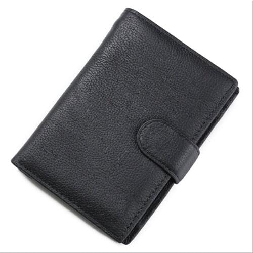 Hot Sell Cow Leather Business Card Holder Genuine Leather Men Wallets Multifunction Hasp Small Purse