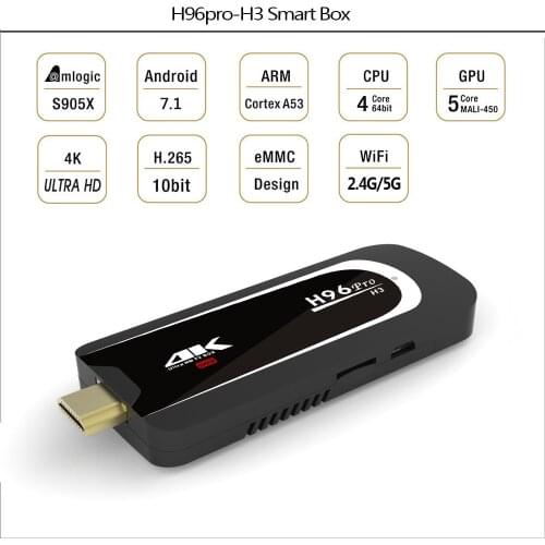 H96 Pro Mini PC Android 7.1.1 OS Amlogic S905X 2.0GHz Quad Core 2.4G 5G Wifi BT4.0 TV Dongle 2G RAM 16G ROM 1080P 4KHD TV Stick