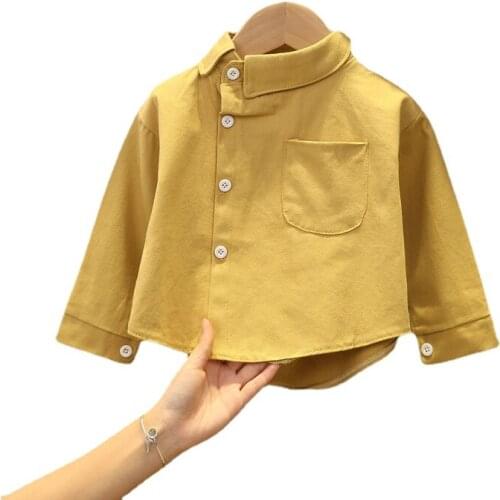 Spring&Autumn Fashion Kids Baby Boys Cotton Shirt Child Boy Solid Shirts Clothing Children Casual Tops Clothing